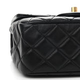 Lambskin Quilted CC Pearl Crush Mini Flap Black