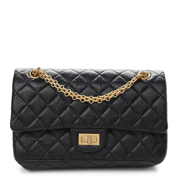 Aged Calfskin Quilted 2.55 Reissue Flap Black