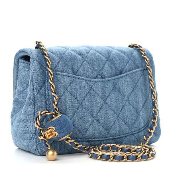 Denim Quilted CC Pearl Crush Mini Flap