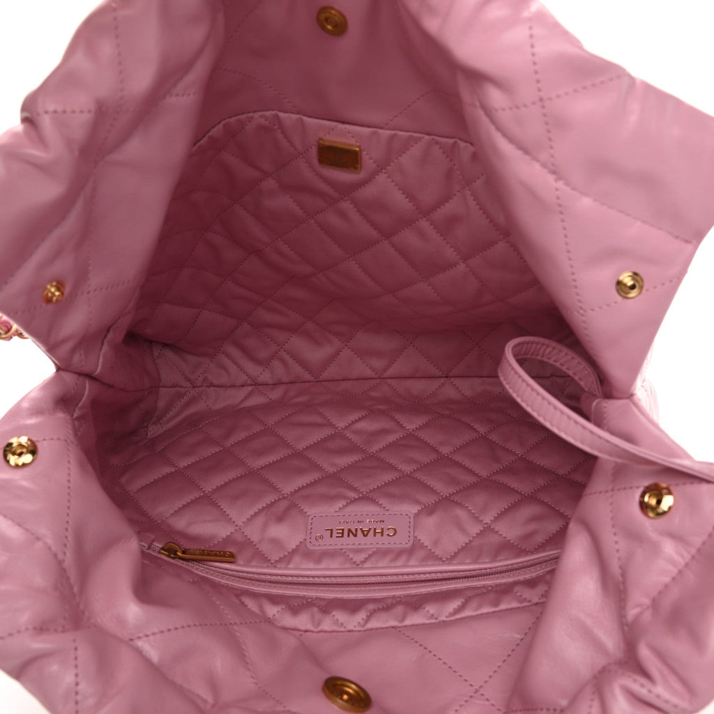 CHANEL Metallic Calfskin Quilted Small Chanel 22 Pink 1193458