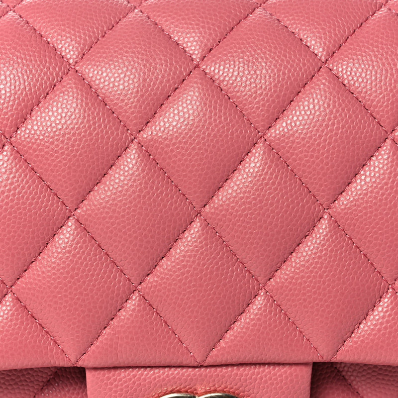 Caviar Quilted Medium Double Flap Pink