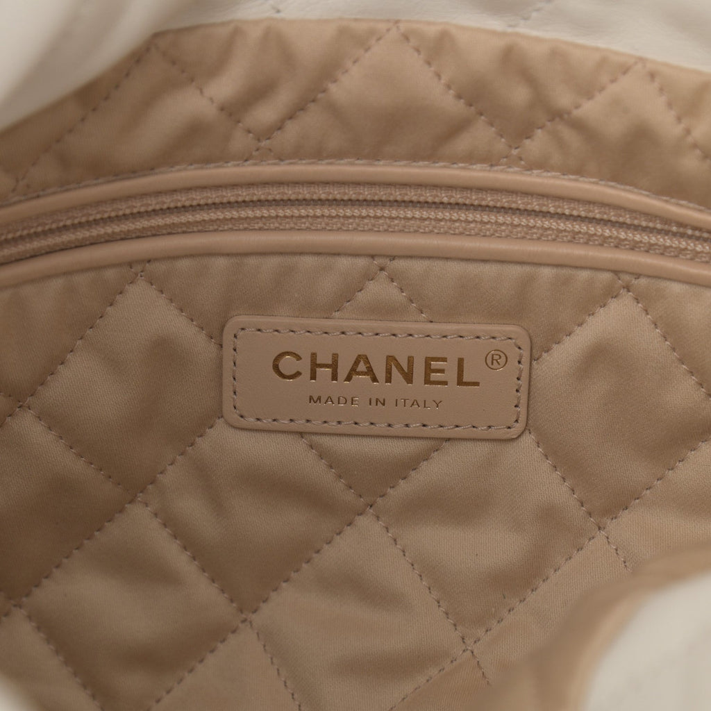Shiny Calfskin Quilted Small Chanel 22 White – Luxefectly