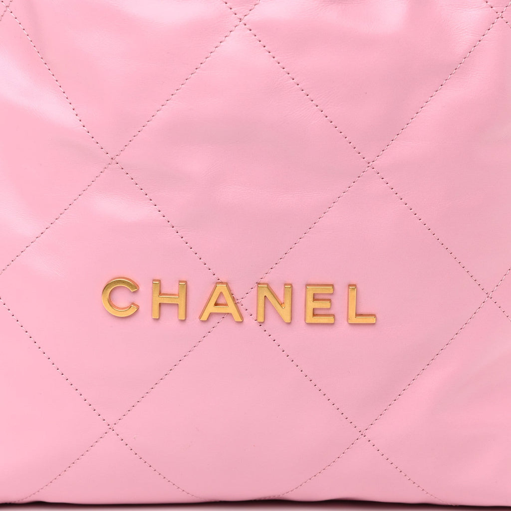 Shiny Calfskin Quilted Small Chanel 22 Pink – Luxefectly