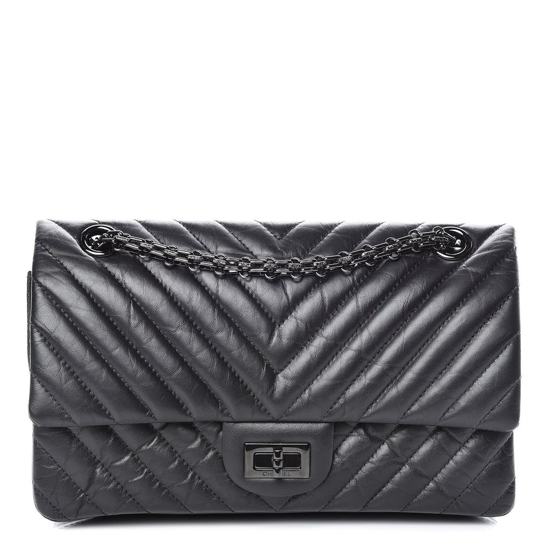 Chanel Aged Calfskin Chevron Quilted 2.55 Reissue Mini Flap White