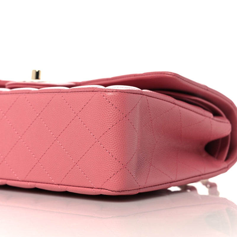 Caviar Quilted Medium Double Flap Pink