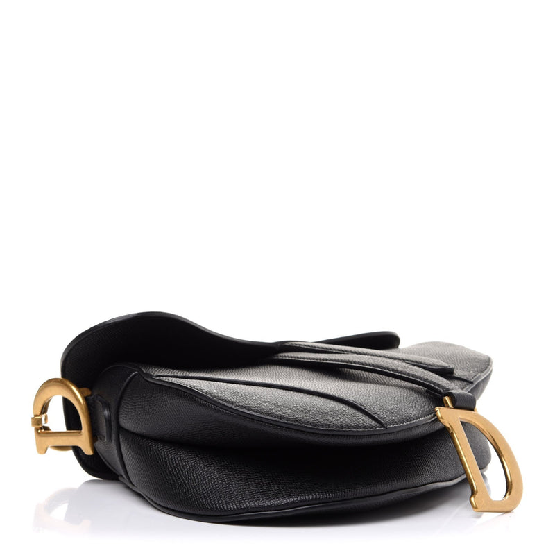 Grained Calfskin Saddle Bag Black