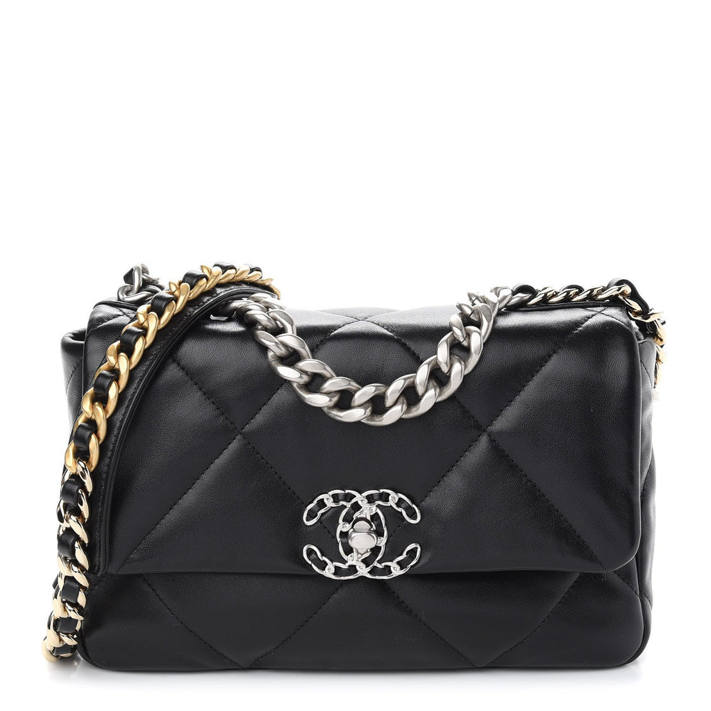 Black Quilted Lambskin Chanel 19 Flap Bag Q6B1T31IK7000