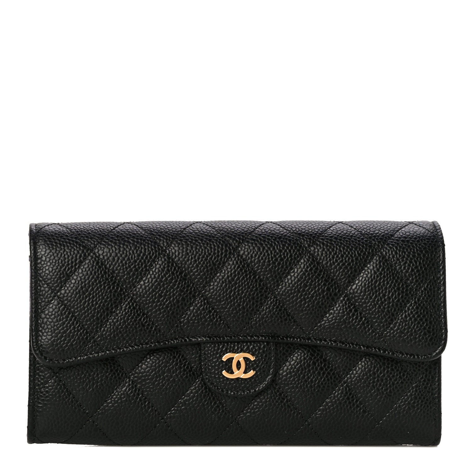 Caviar Quilted Large Gusset Flap Wallet Black – Luxefectly
