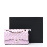 Lambskin Quilted Small Flap Iridescent Pink