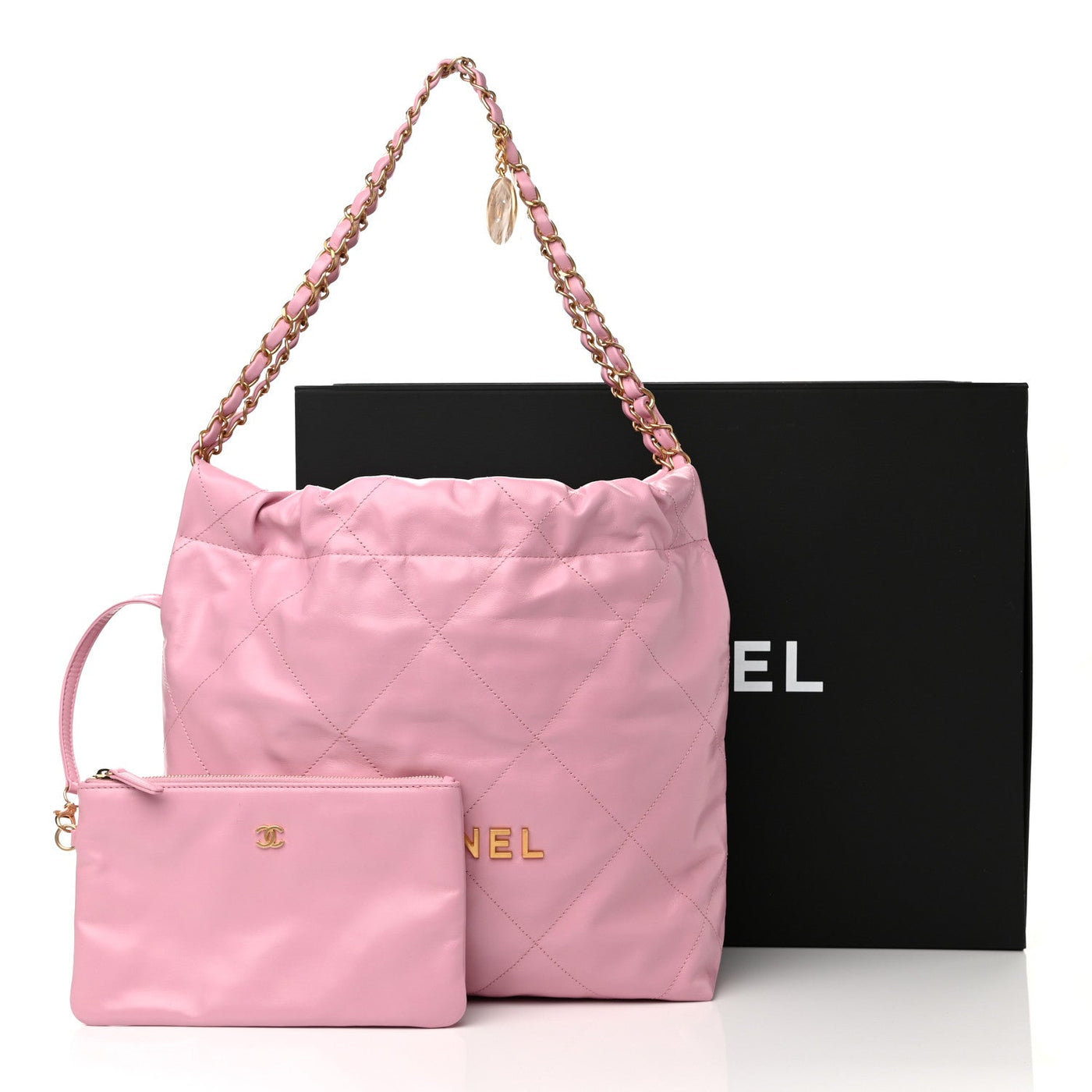 Shiny Calfskin Quilted Small Chanel 22 Pink – Luxefectly