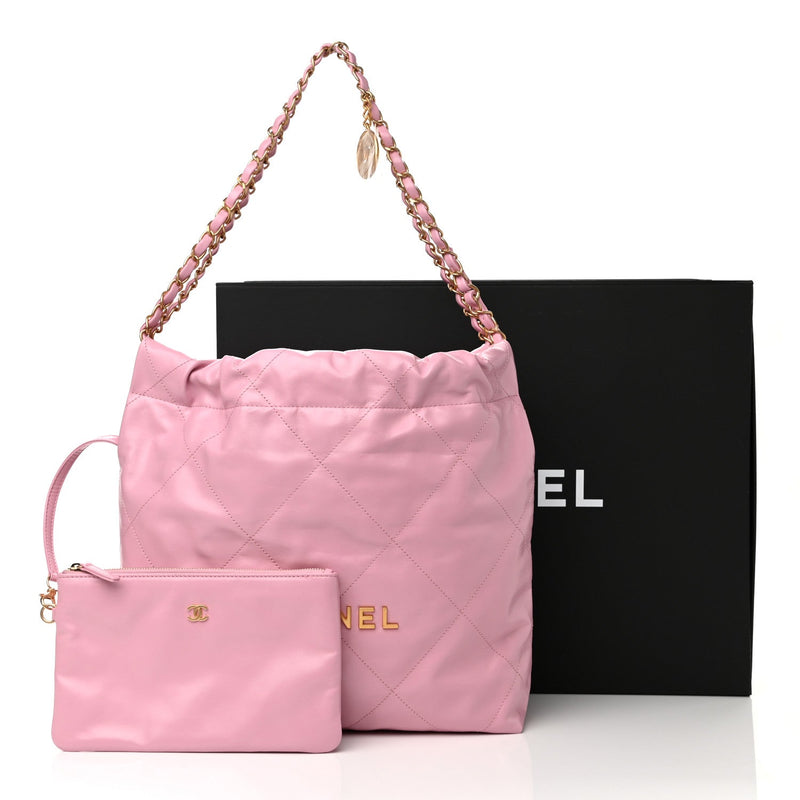 Chanel Shiny Calfskin Quilted Small Chanel 22 Pink