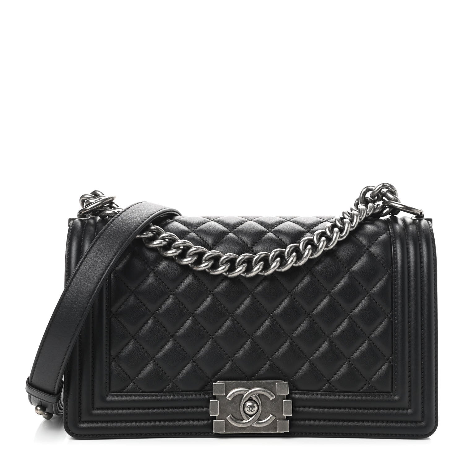 Prada Crossbody Cahier Quilted Metallic Silver Leather Shoulder Bag -  MyDesignerly