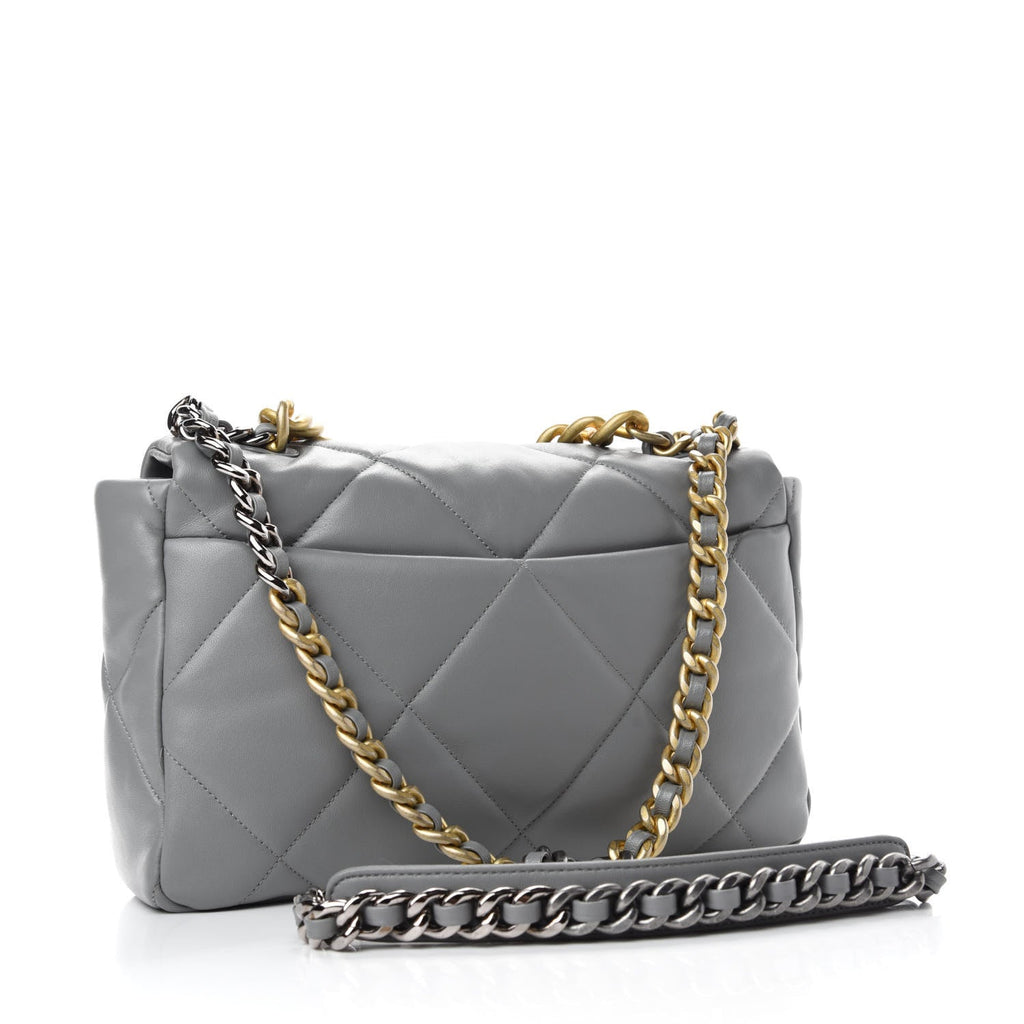 Lambskin Quilted Large Chanel 19 Flap Grey – Luxefectly