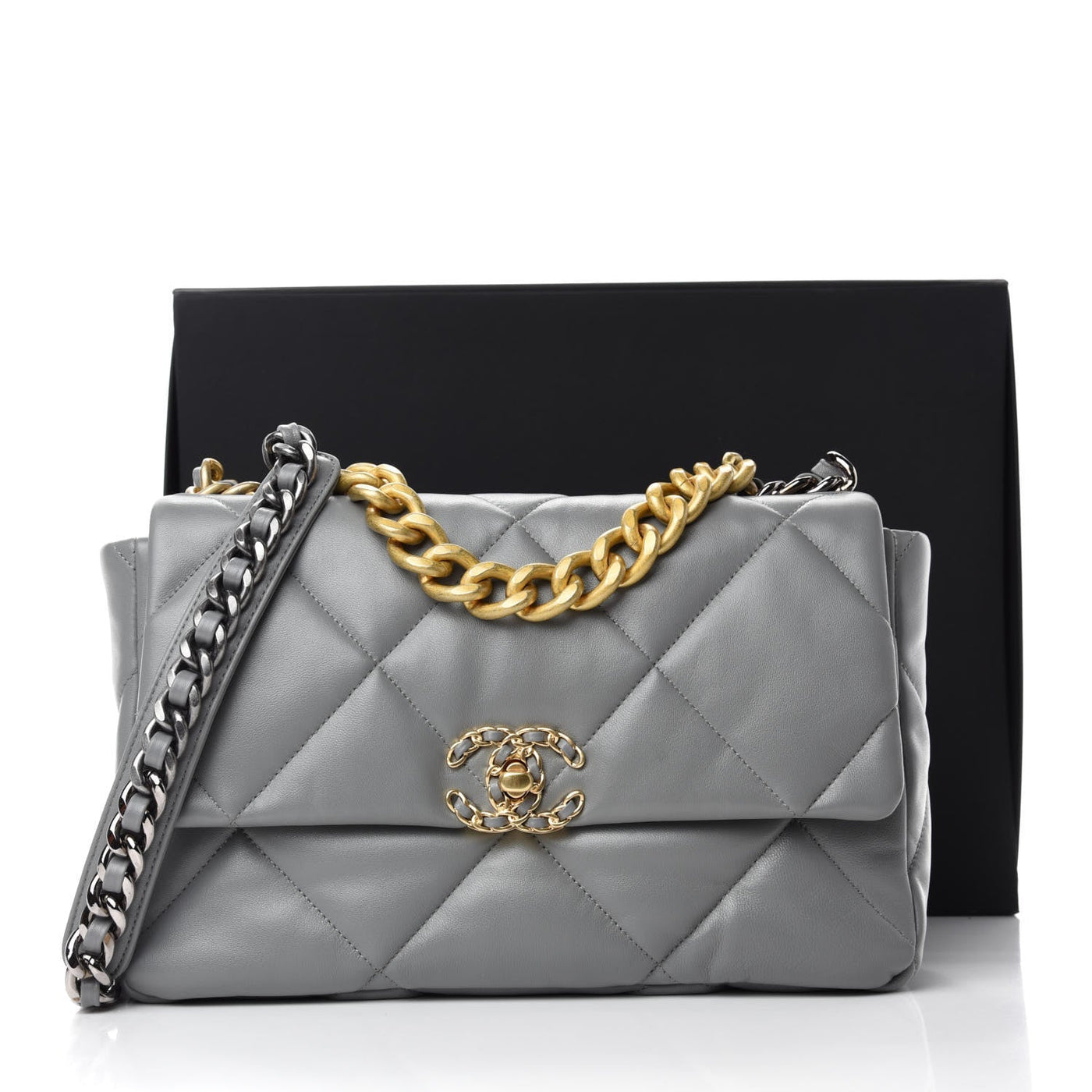 Lambskin Quilted Large Chanel 19 Flap Grey – Luxefectly