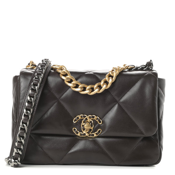 Lambskin Quilted Medium Chanel 19 Flap Brown – Luxefectly