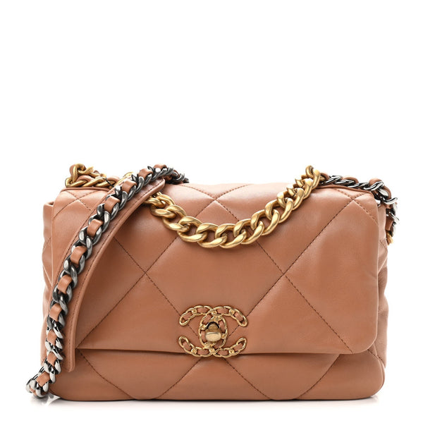 Lambskin Quilted Medium Chanel 19 Flap Brown