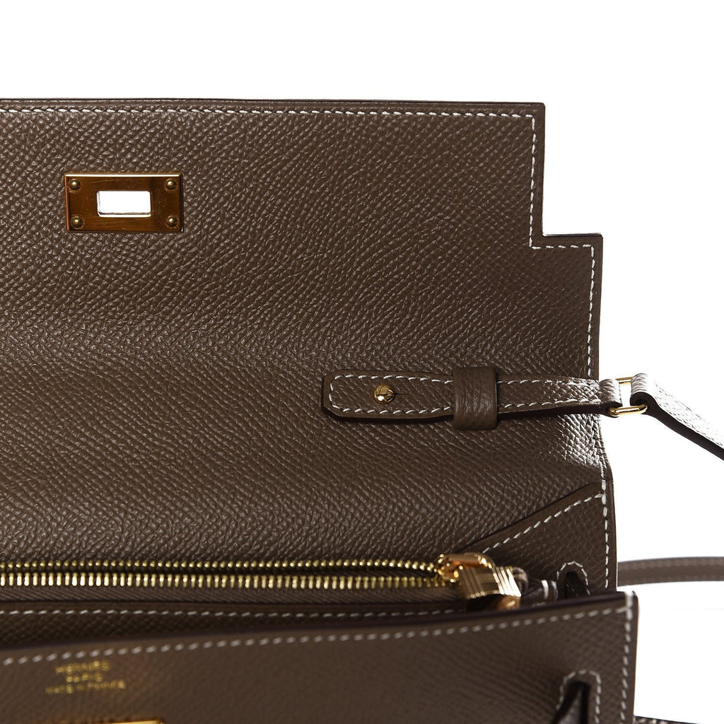 Hermès Epsom Kelly Pochette Wallet To Go Etoupe - Image 5