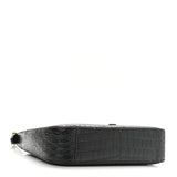 Calfskin Crocodile Embossed Le 5 à 7 Hobo Black Bag