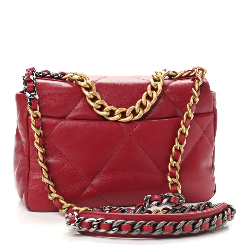 Lambskin Quilted Medium Chanel 19 Flap Red